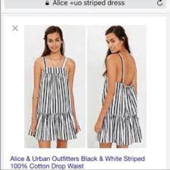 Alice & UO size Medium striped jumper/sundress/mini ruffled bottom black/white - Picture 1 of 12